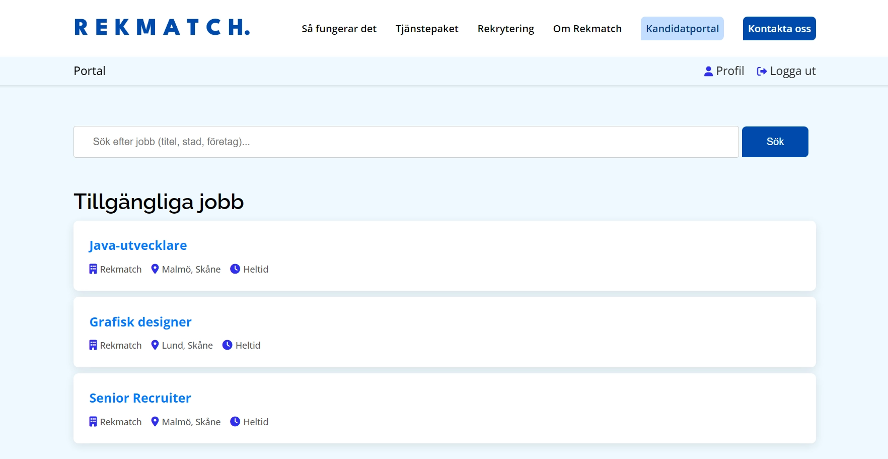 Rekmatch | Kandidatportal - Ta kontroll över din karriär idag.